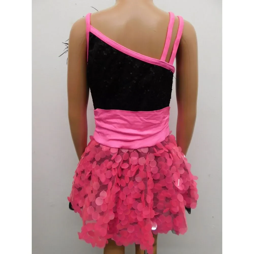 Pre-Owned Dance Costume Weissman 7806 Medium Child Hot Pink Dress Jazz Barbie M